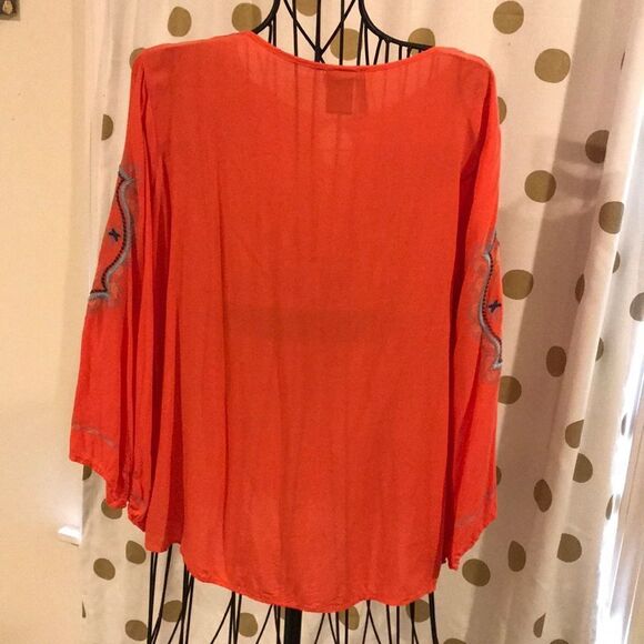 New Directions Coral Embroidered Blouse - Size L - Picture 5 of 5